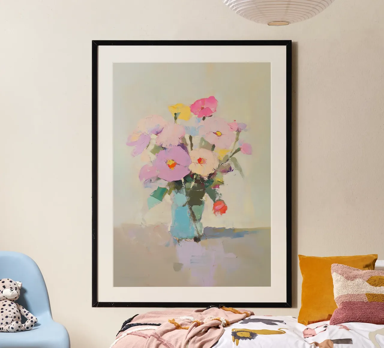 Vaso di fiori - natura morta poster con telaio in legno da ArtByNiki