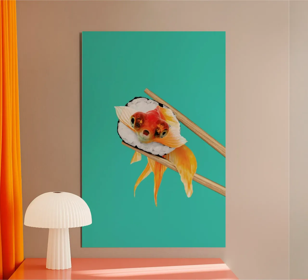 Sushi Goldfish alluminio dibond da Jonas Loose