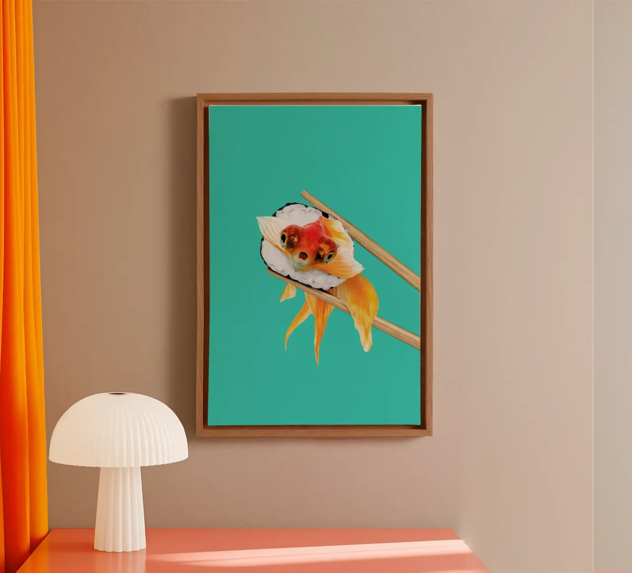 Sushi Goldfish tela con Cornice a cassetta da Jonas Loose