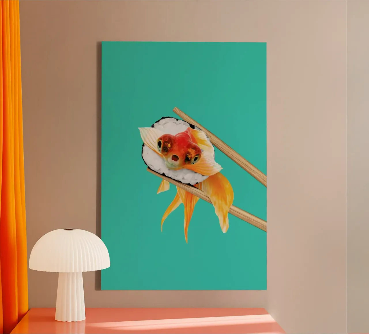 Sushi Goldfish tela con Cornice a cassetta da Jonas Loose