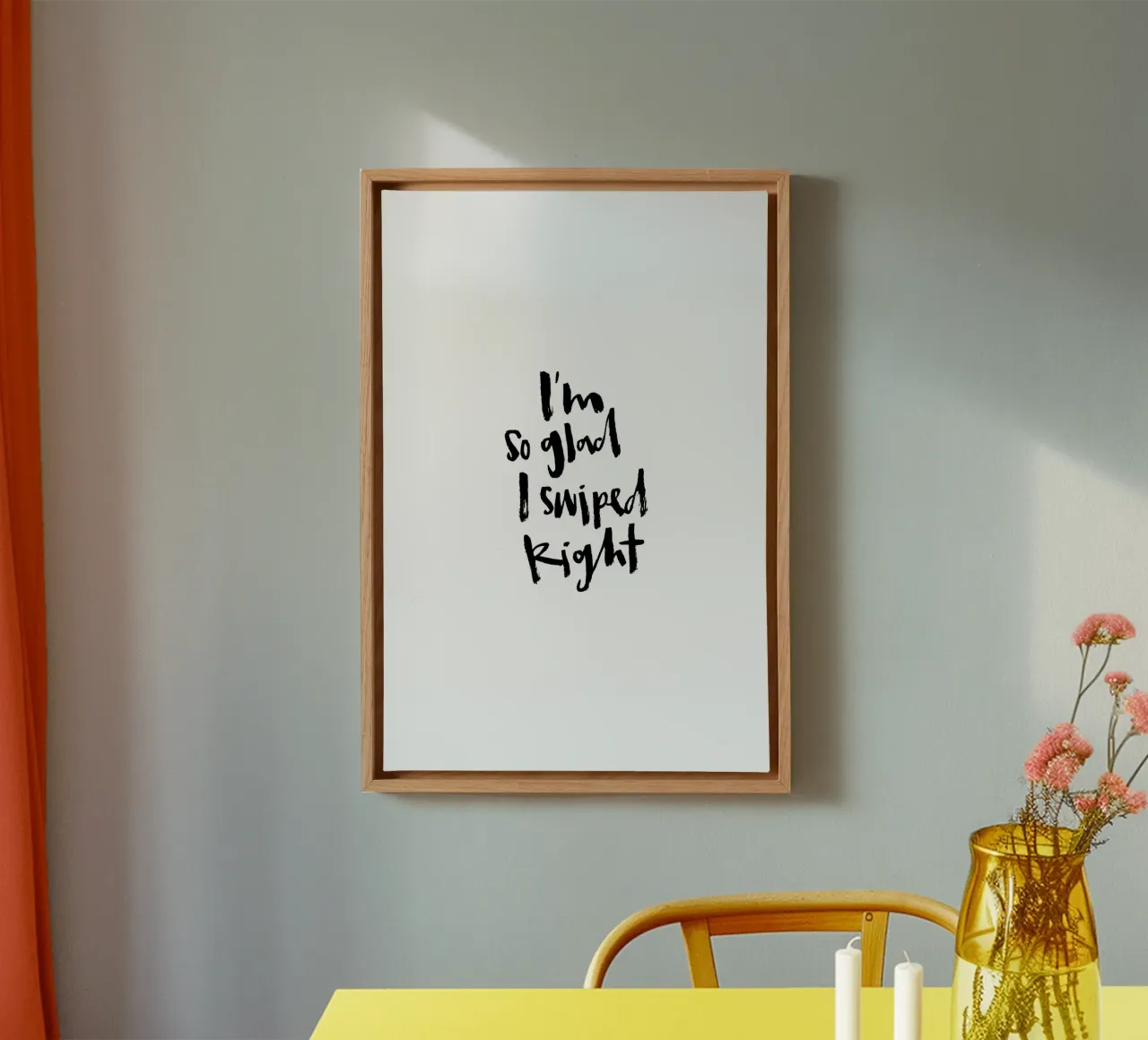 Swiped Right tela con Cornice a cassetta da Brushmeetspaper