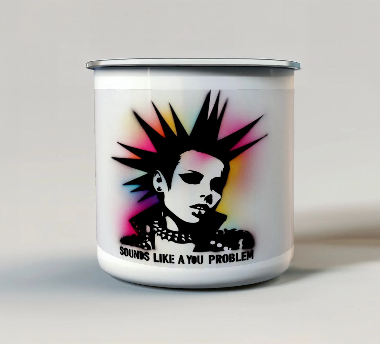 sounds like a you problem – Stencil, Graffiti & Streetart tazza in smalto da STAN Z.