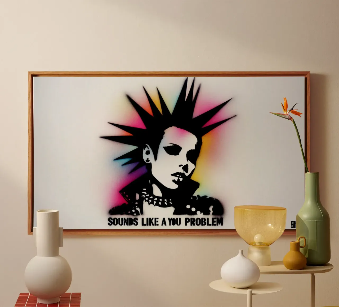 sounds like a you problem – Stencil, Graffiti & Streetart tela con Cornice a cassetta da STAN Z.