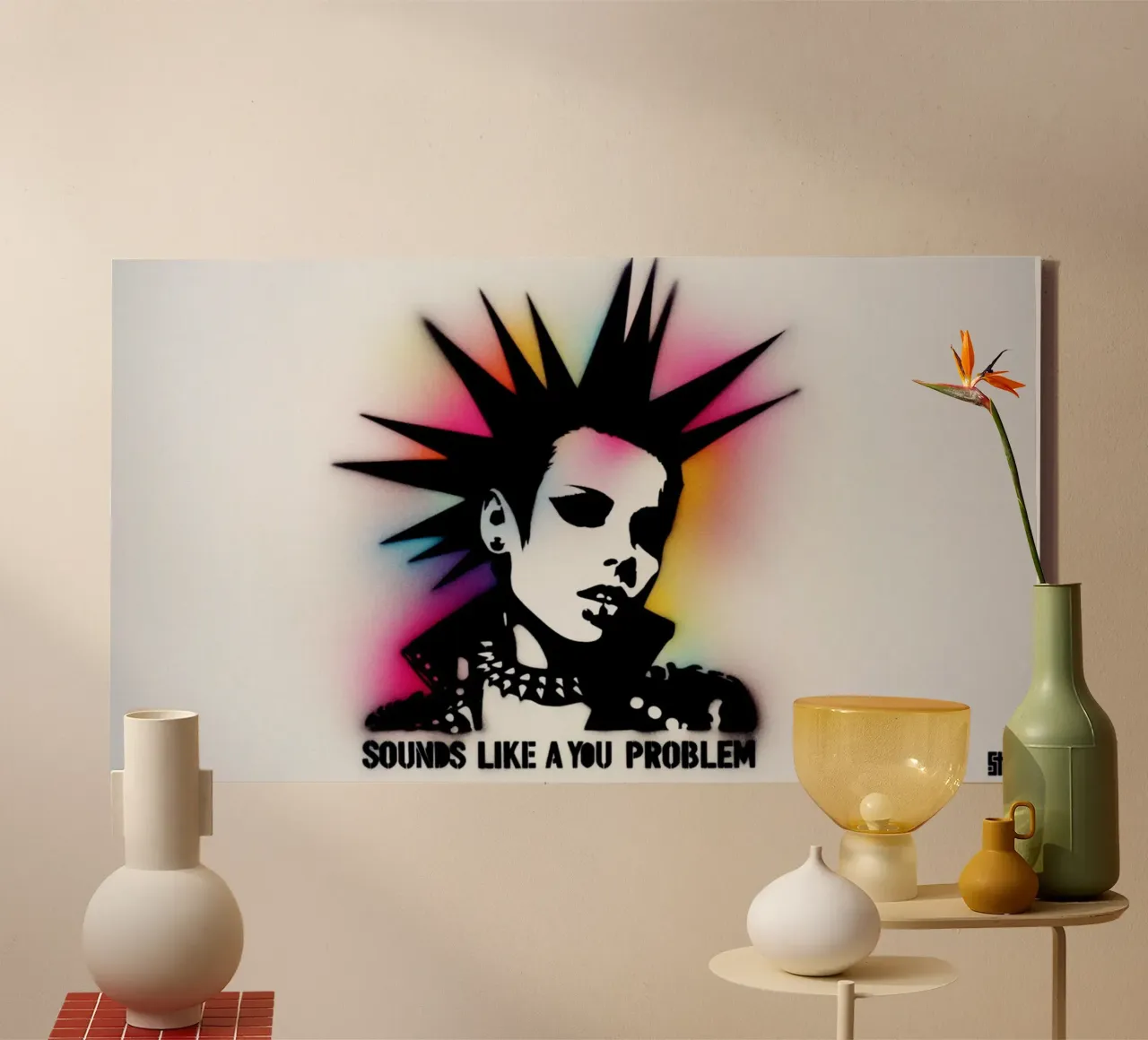 sounds like a you problem – Stencil, Graffiti & Streetart tela con Cornice a cassetta da STAN Z.