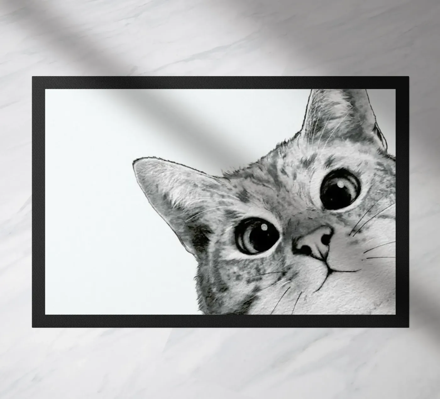 Sneaky Cat doormat by Laura Graves