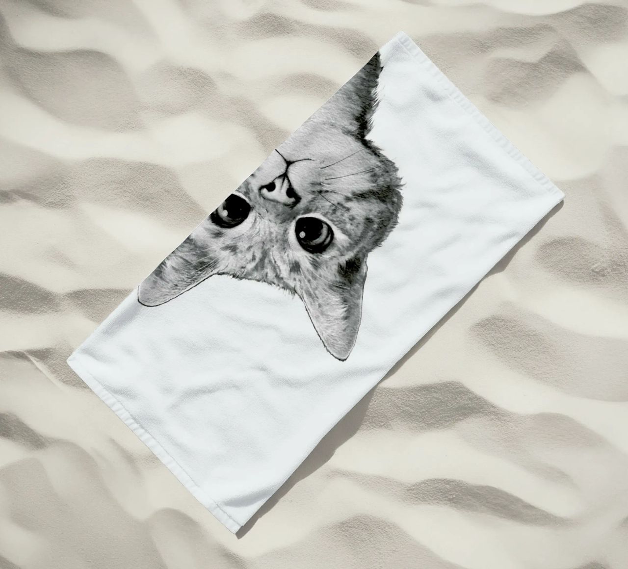 Sneaky Cat beach towel by Laura Graves