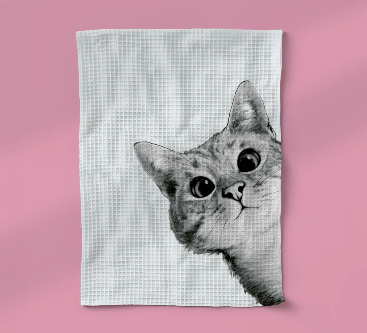 Sneaky Cat tea towel by Laura Graves