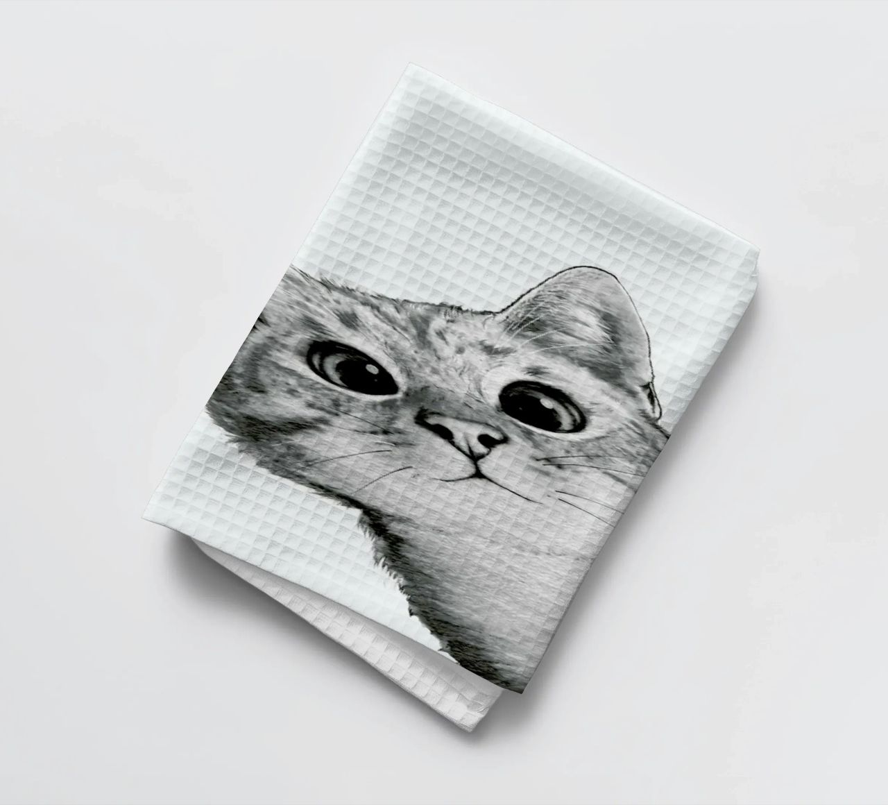 Sneaky Cat tea towel by Laura Graves