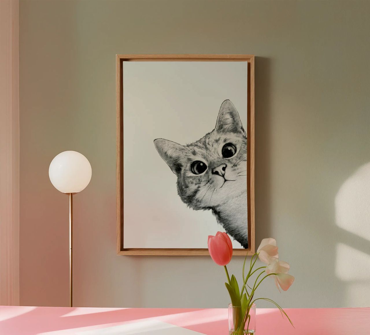 Sneaky Cat canvas by Laura Graves