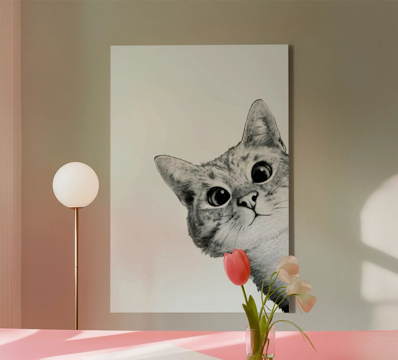 Sneaky Cat canvas by Laura Graves
