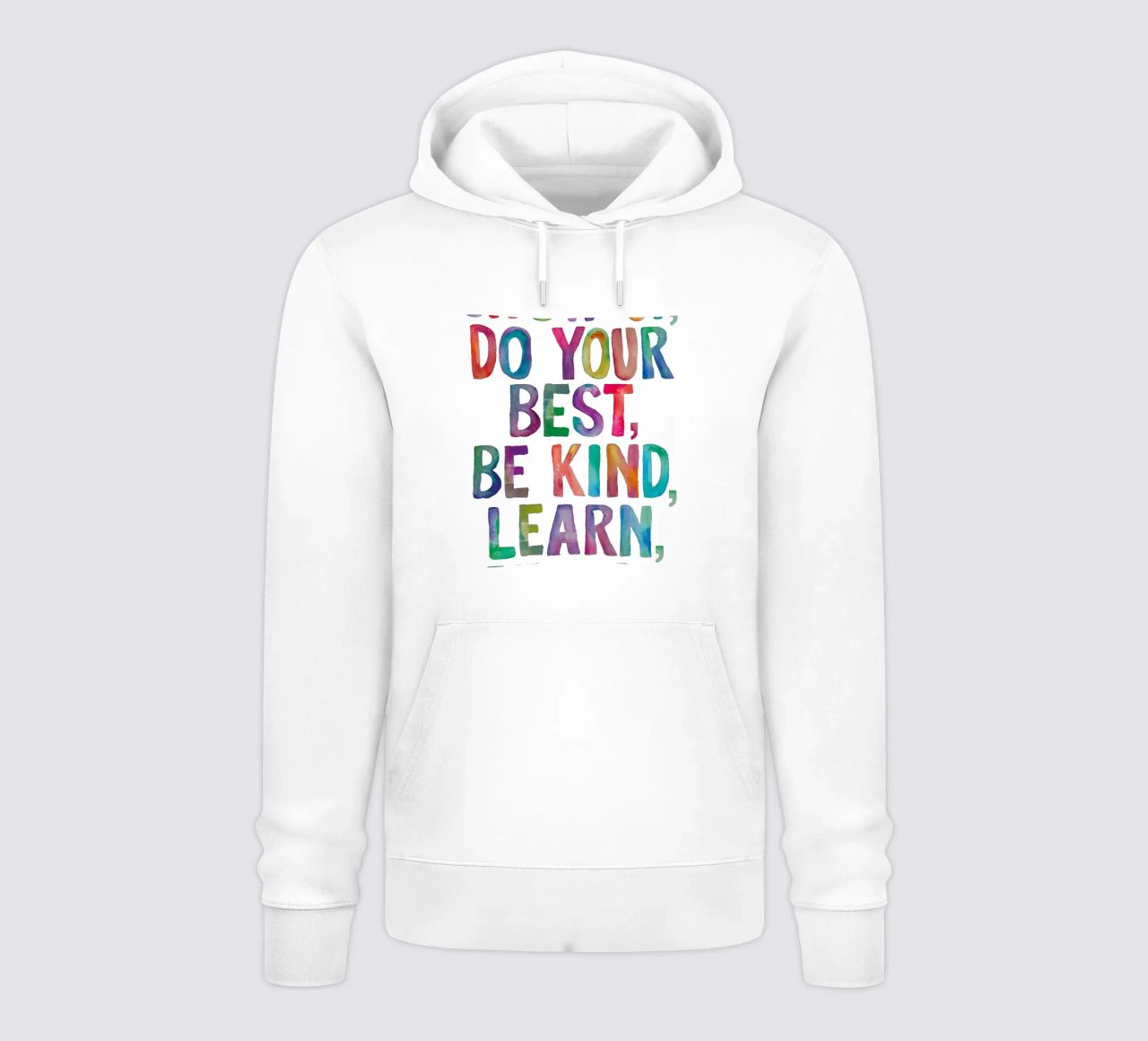 Show Up Do Your Best Be Kind Learn Repeat Rainbow Tipografía sudadera con capucha de THE MOTIVATED TYPE