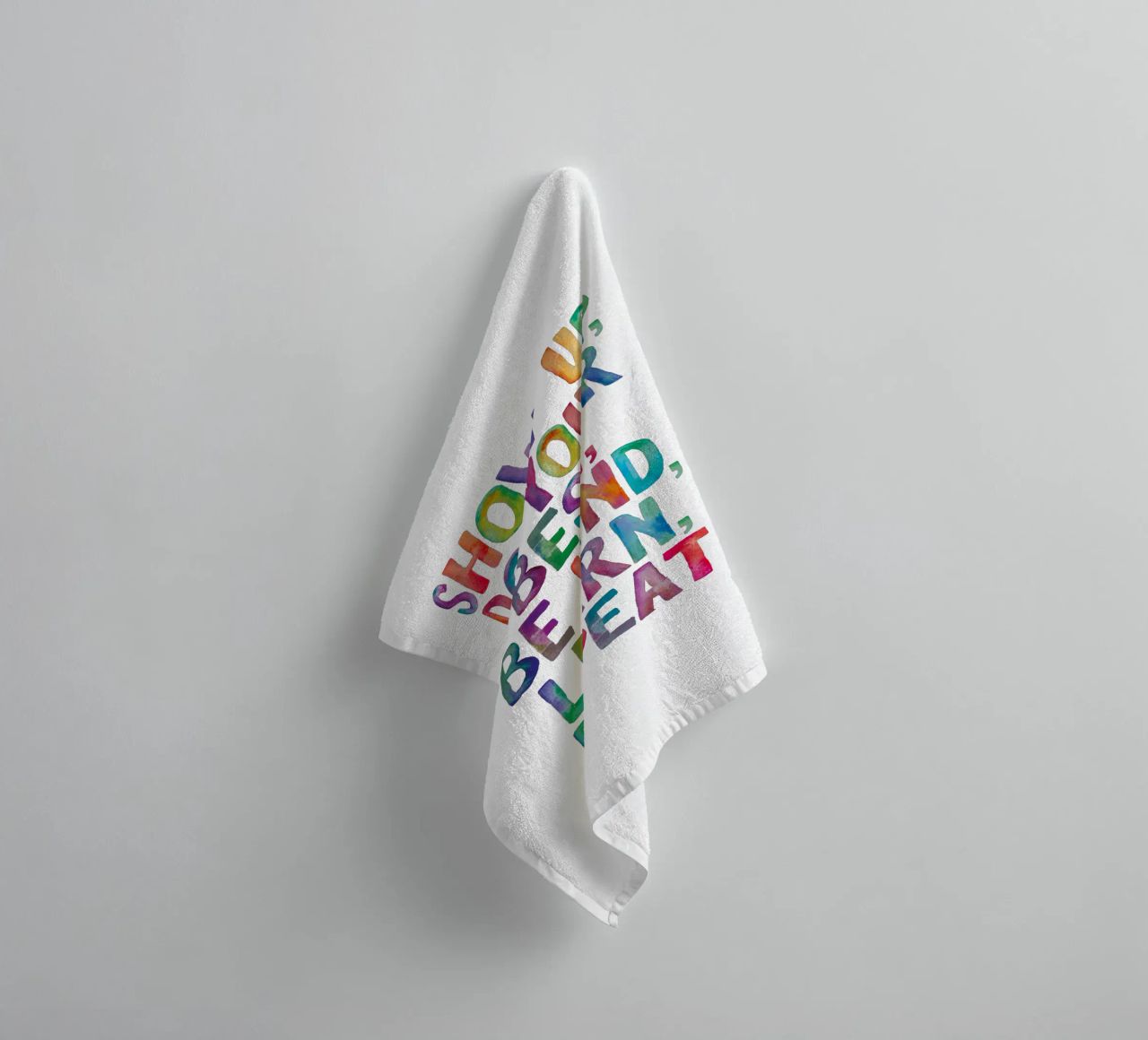 Show Up Do Your Best Be Kind Learn Repeat Rainbow Typography towel by THE MOTIVATED TYPE