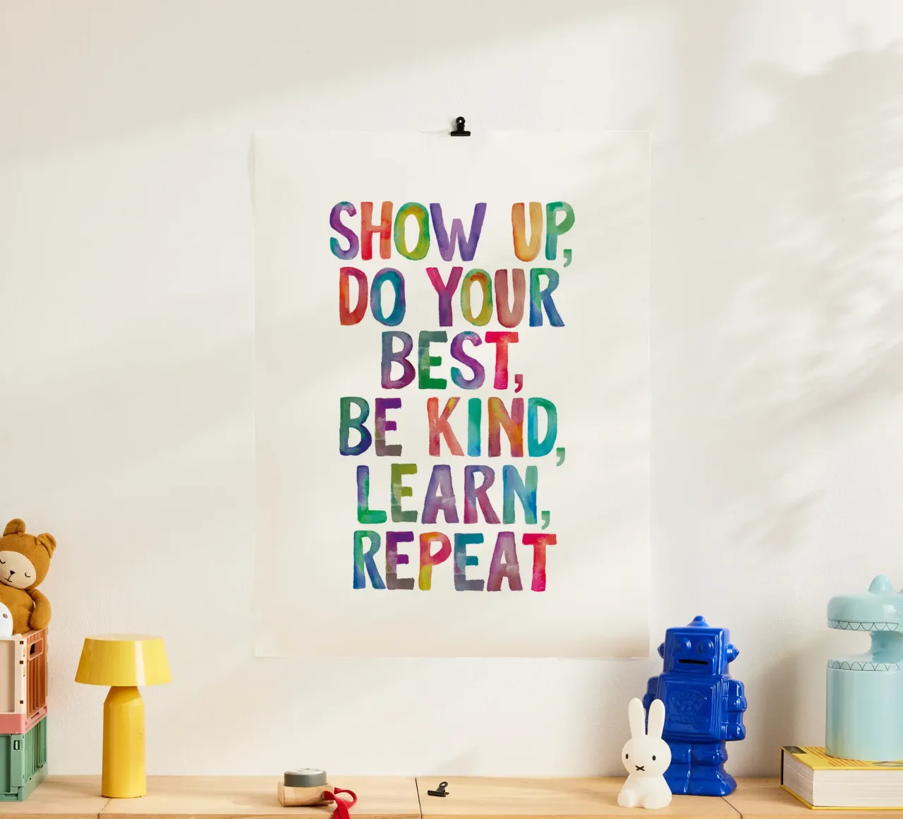 Show Up Do Your Best Be Kind Learn Repeat Rainbow Typography hahnemühle by THE MOTIVATED TYPE
