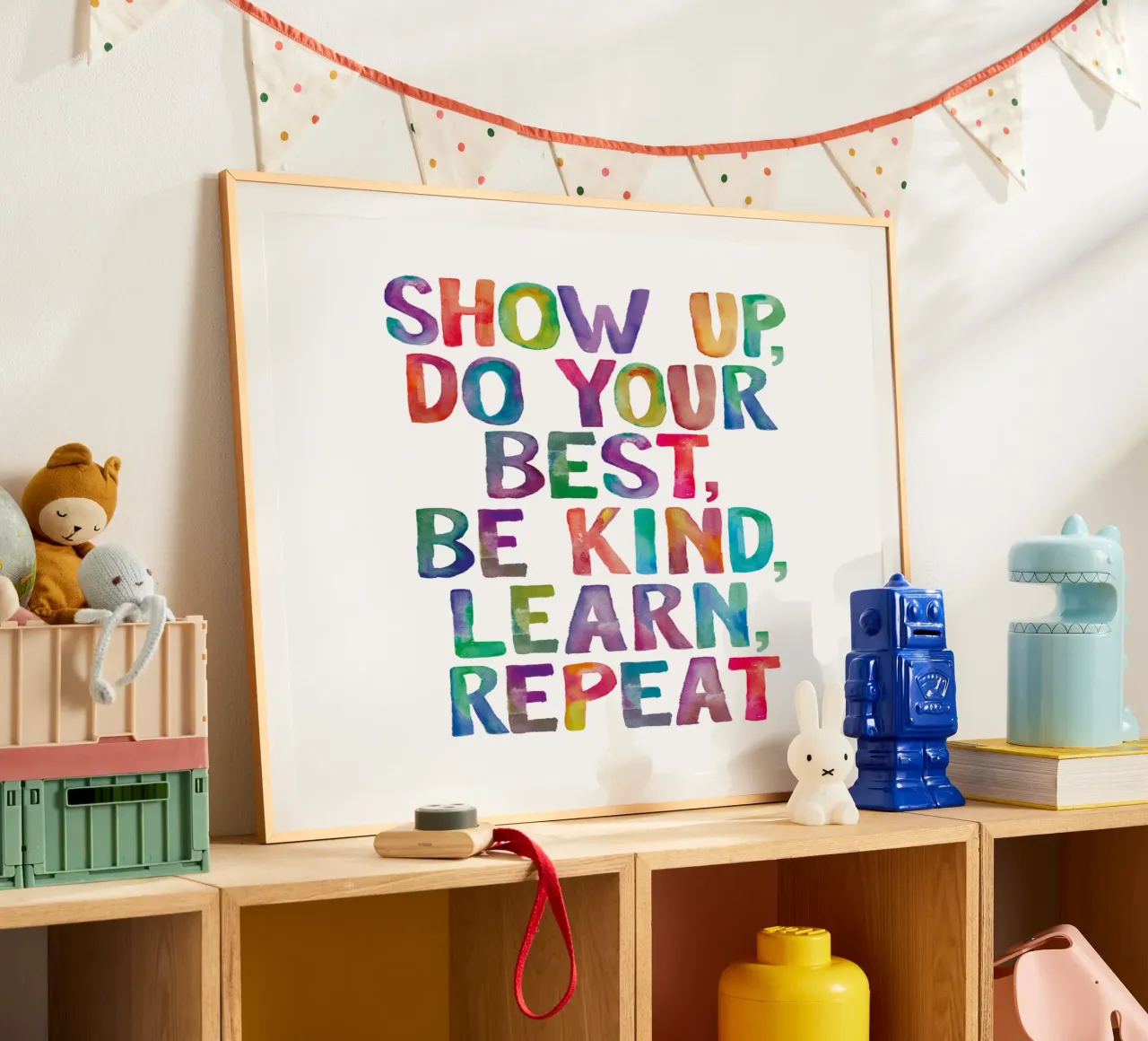 Show Up Do Your Best Be Kind Learn Repeat Rainbow Typography hahnemühle by THE MOTIVATED TYPE
