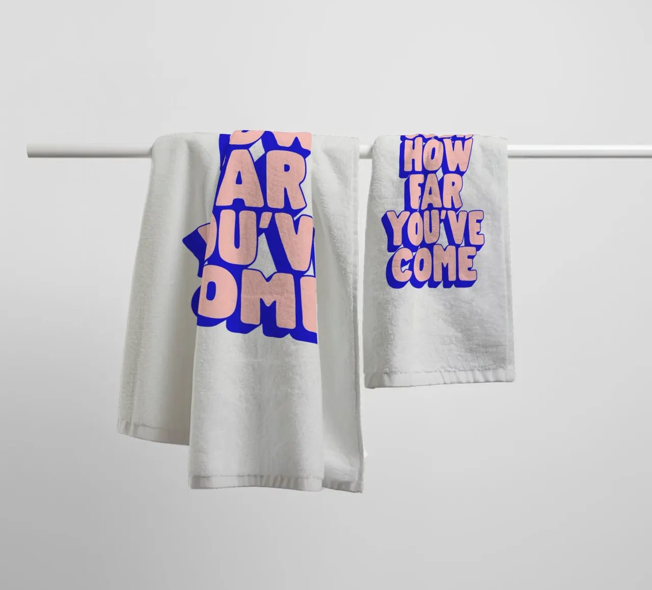 Look How Far You've Come Typography Design towel by THE MOTIVATED TYPE