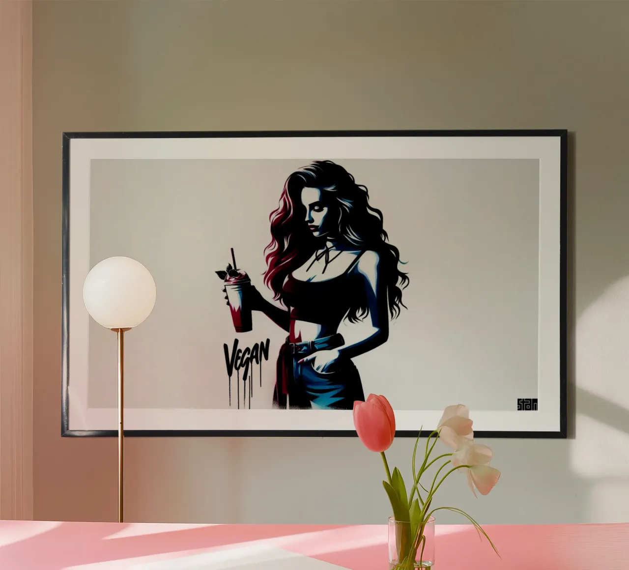 vegan smoothie – Stencil, Graffiti & Streetart poster con telaio in alluminio da STAN Z.