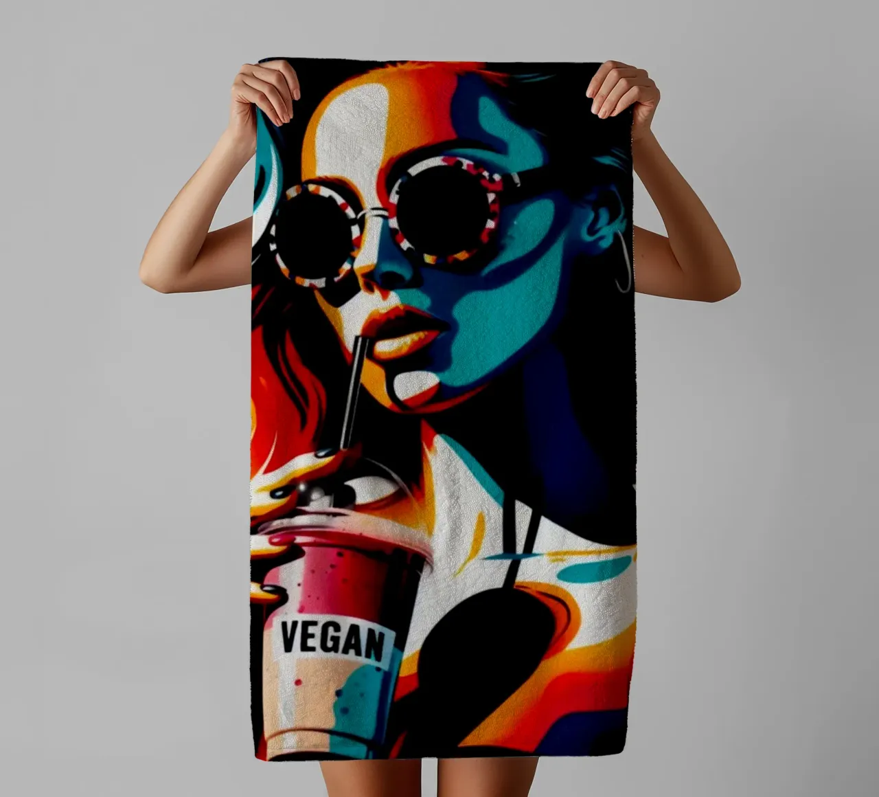 vegan smoothie – Stencil, Graffiti & Streetart asciugamano da bagno da STAN Z.