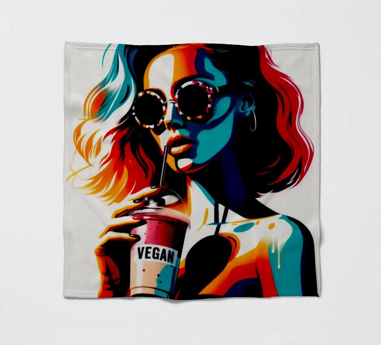 vegan smoothie – Stencil, Graffiti & Streetart coperta in pile da STAN Z.