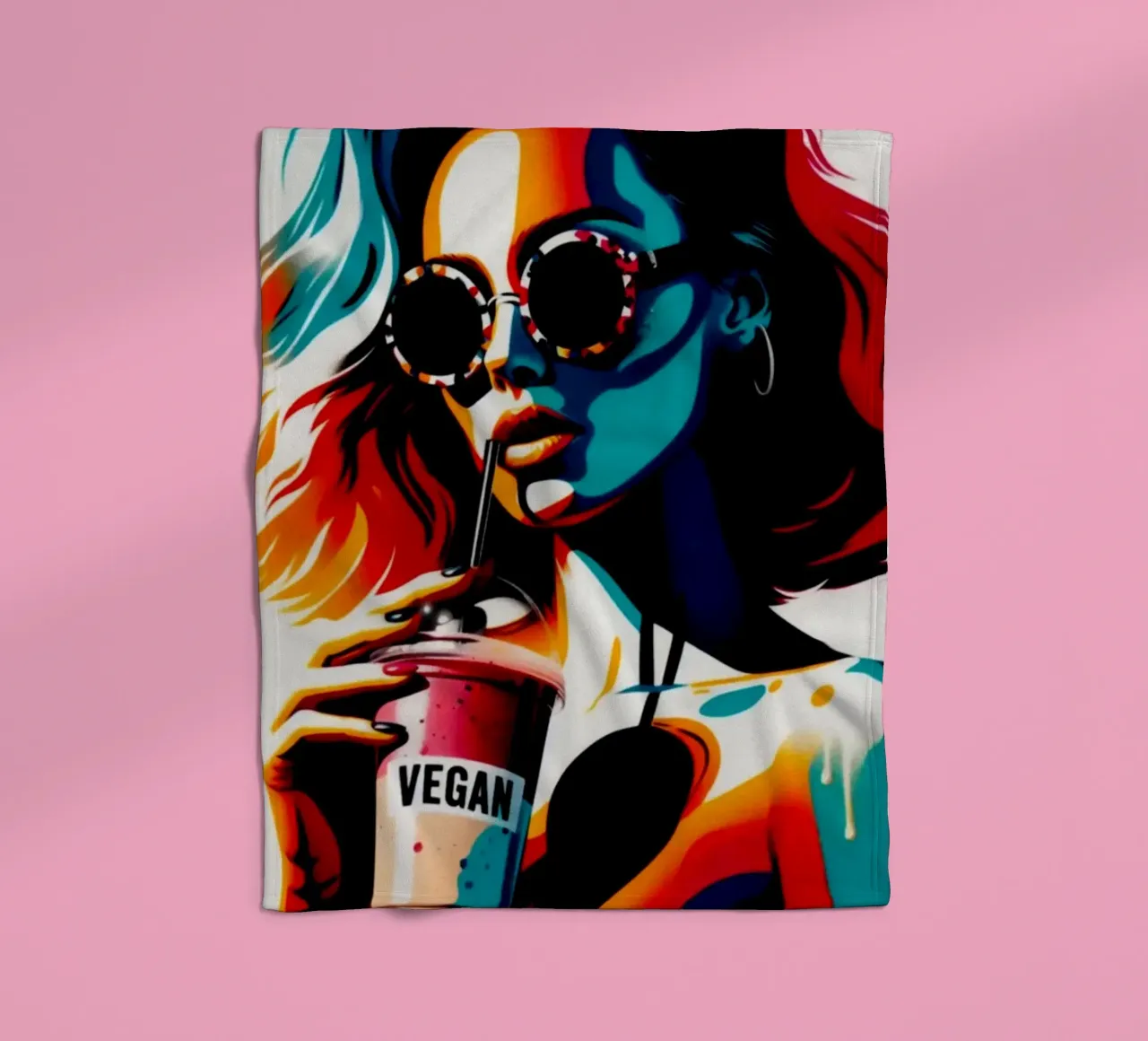 vegan smoothie – Stencil, Graffiti & Streetart coperta in pile da STAN Z.