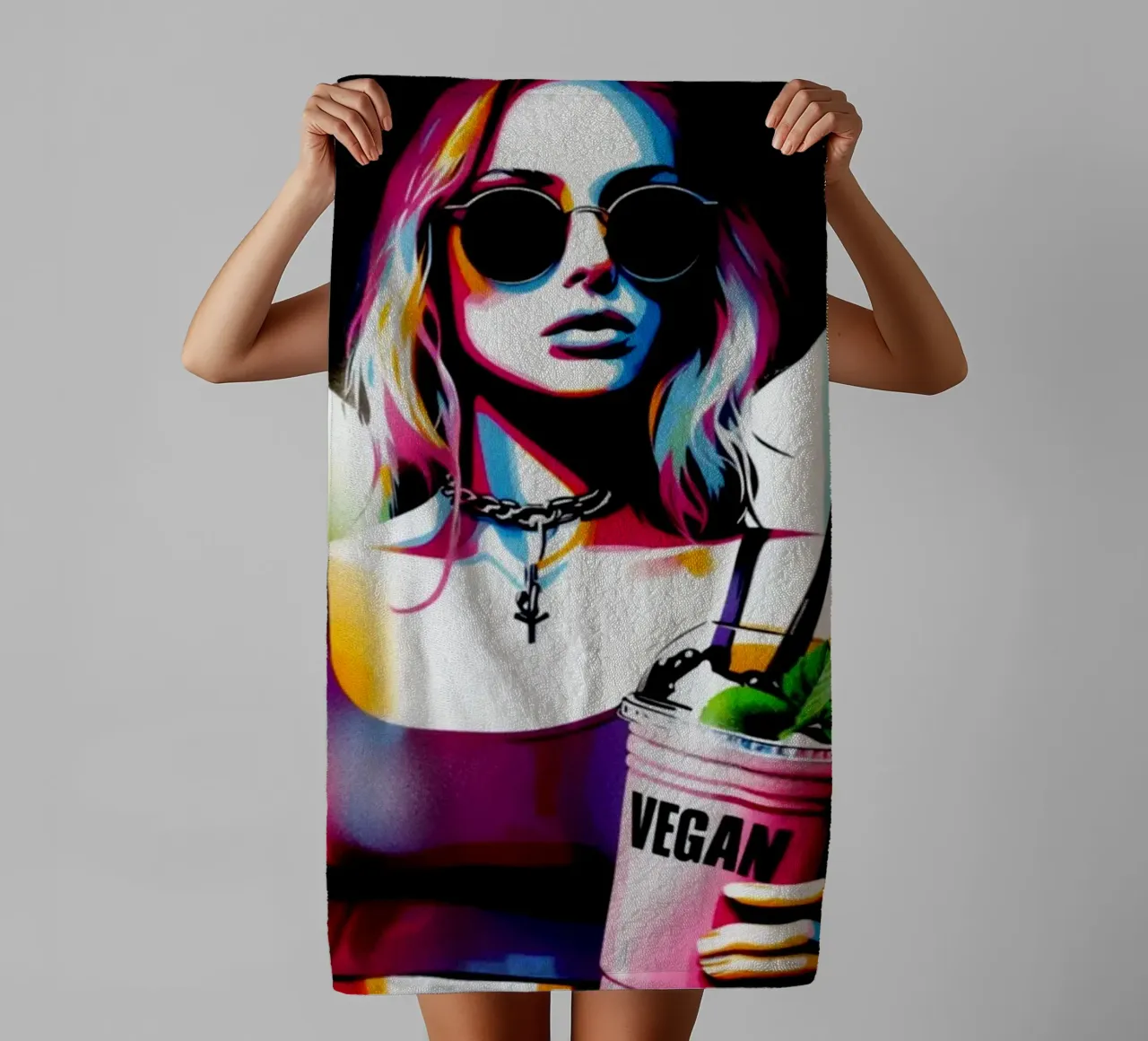 vegan smoothie – Stencil, Graffiti & Streetart asciugamano da bagno da STAN Z.