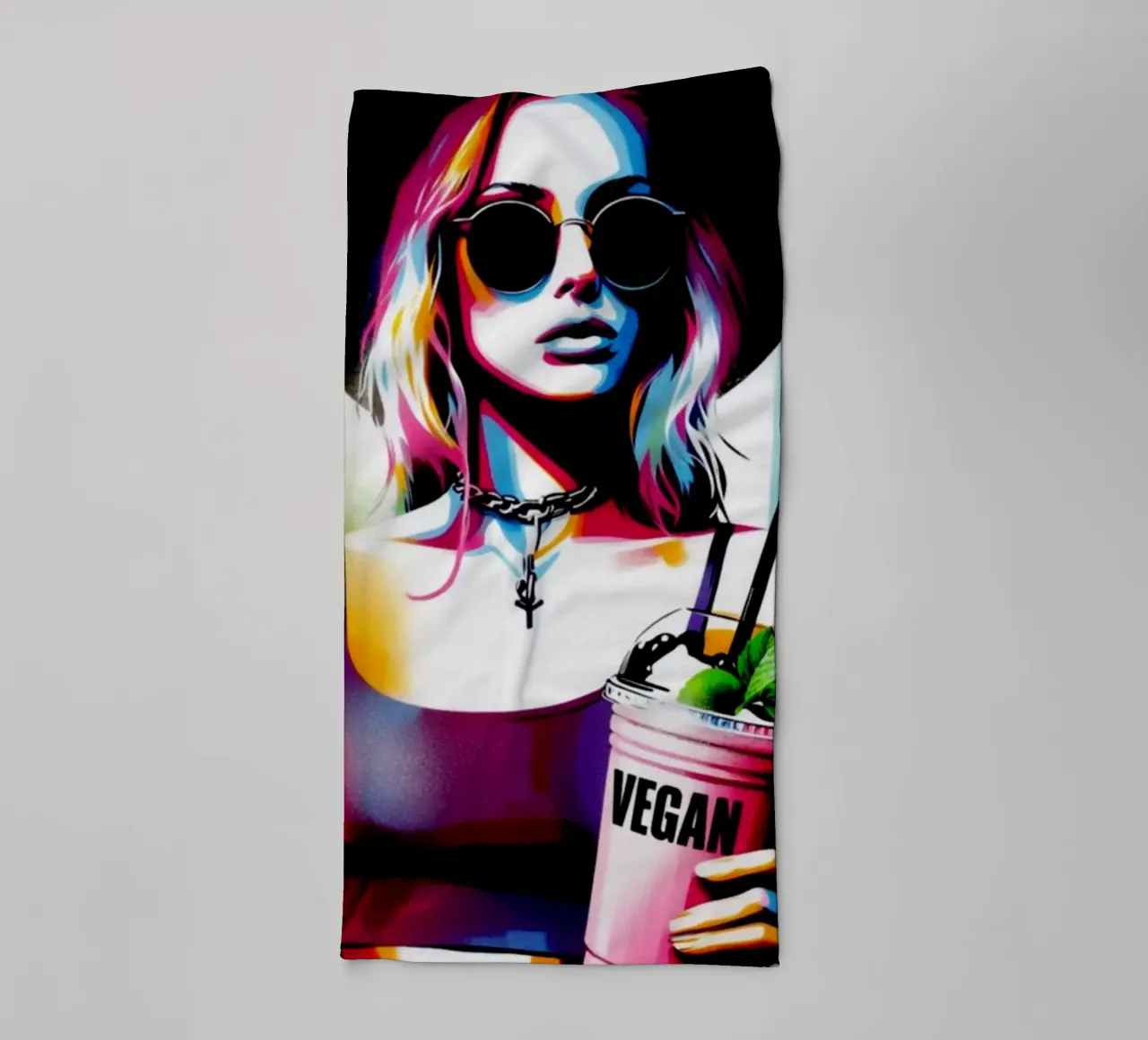 vegan smoothie – Stencil, Graffiti & Streetart asciugamano da bagno da STAN Z.