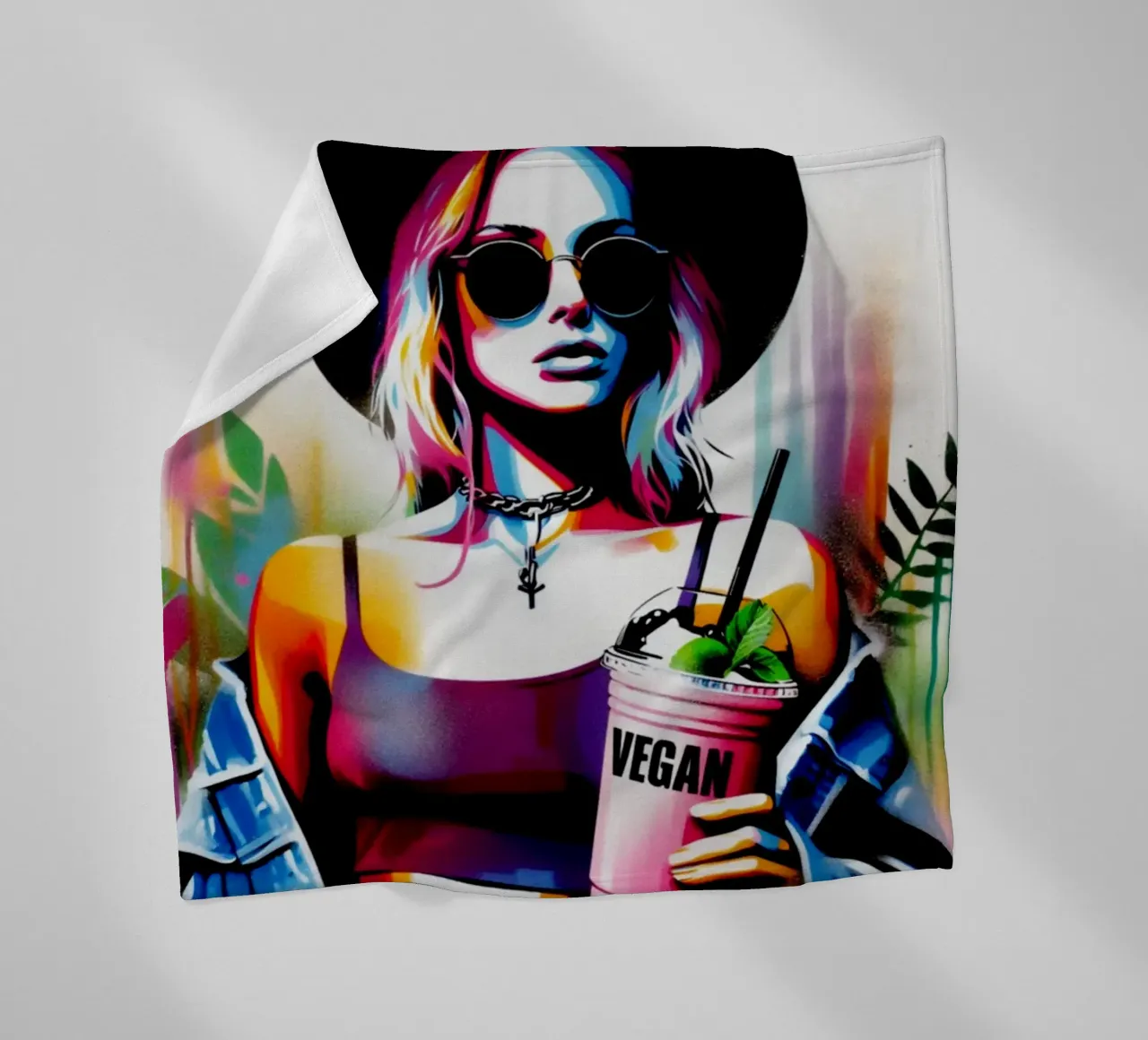 vegan smoothie – Stencil, Graffiti & Streetart coperta in pile da STAN Z.