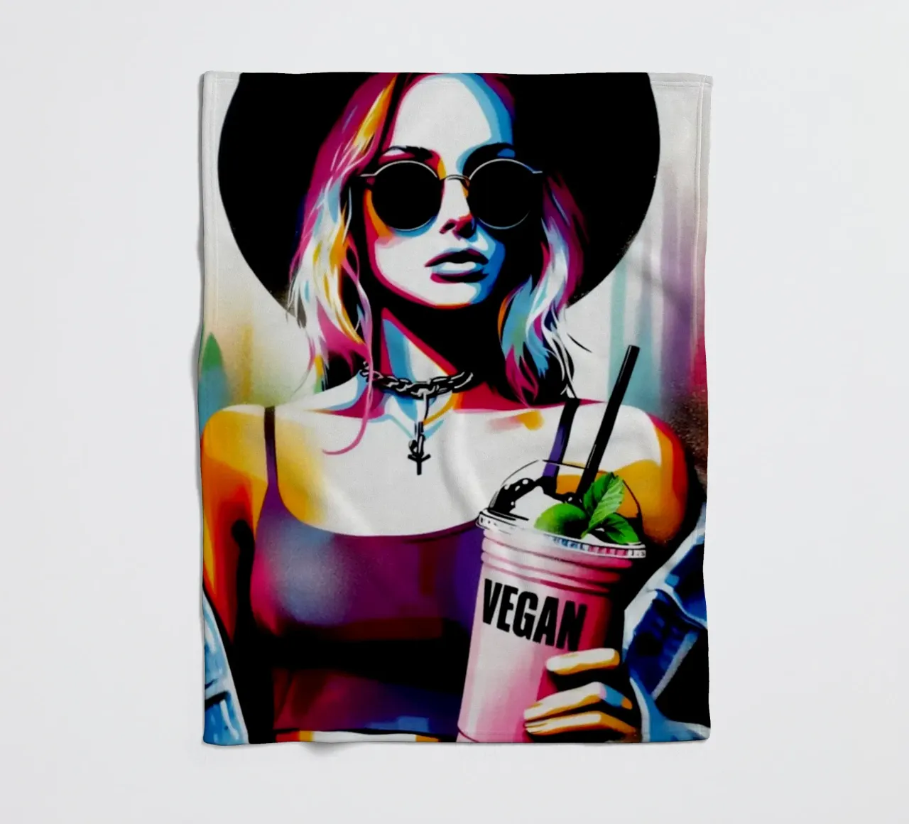 vegan smoothie – Stencil, Graffiti & Streetart coperta in pile da STAN Z.