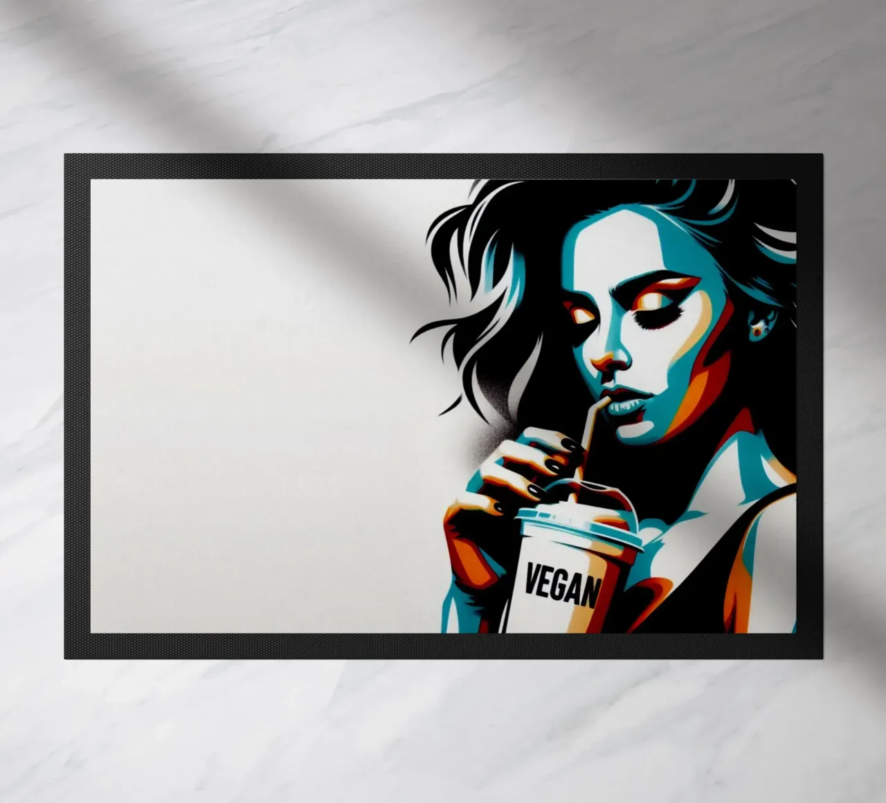 vegan smoothie – Stencil, Graffiti & Streetart Fußmatte von STAN Z.