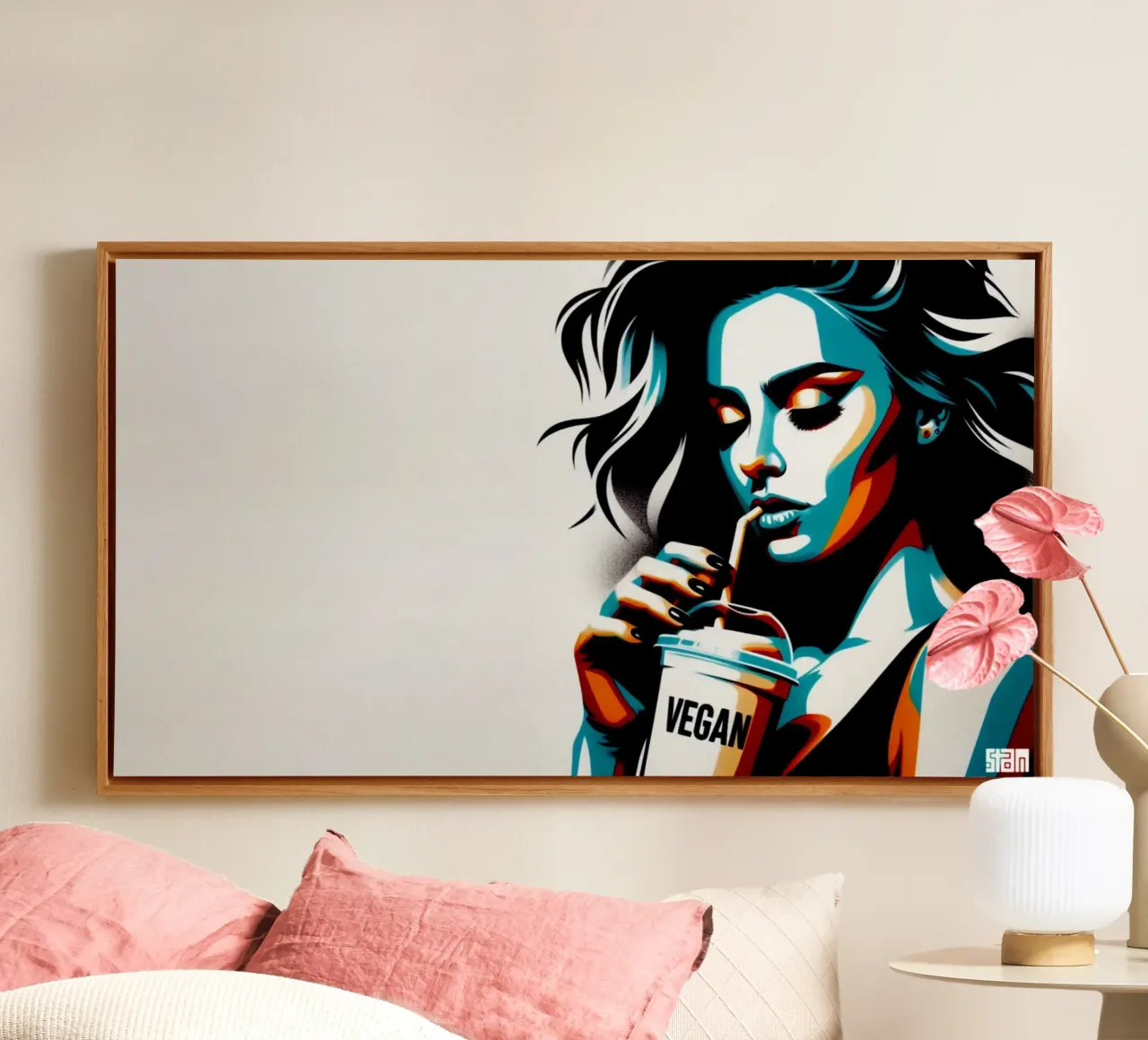 vegan smoothie – Stencil, Graffiti & Streetart tela con Cornice a cassetta da STAN Z.