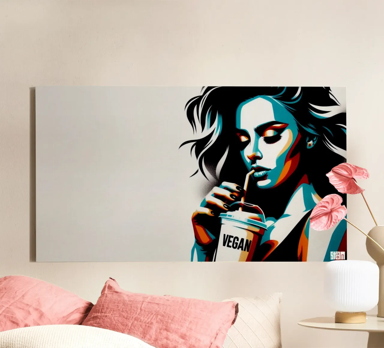 vegan smoothie – Stencil, Graffiti & Streetart tela con Cornice a cassetta da STAN Z.
