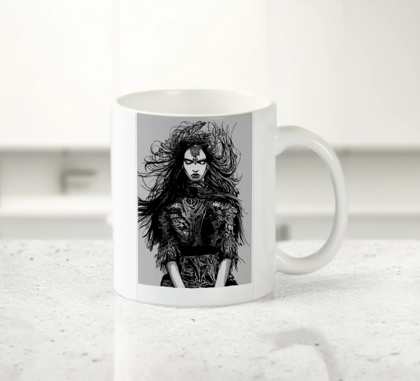 Warrior ceramic mug by Agnes KR Patience