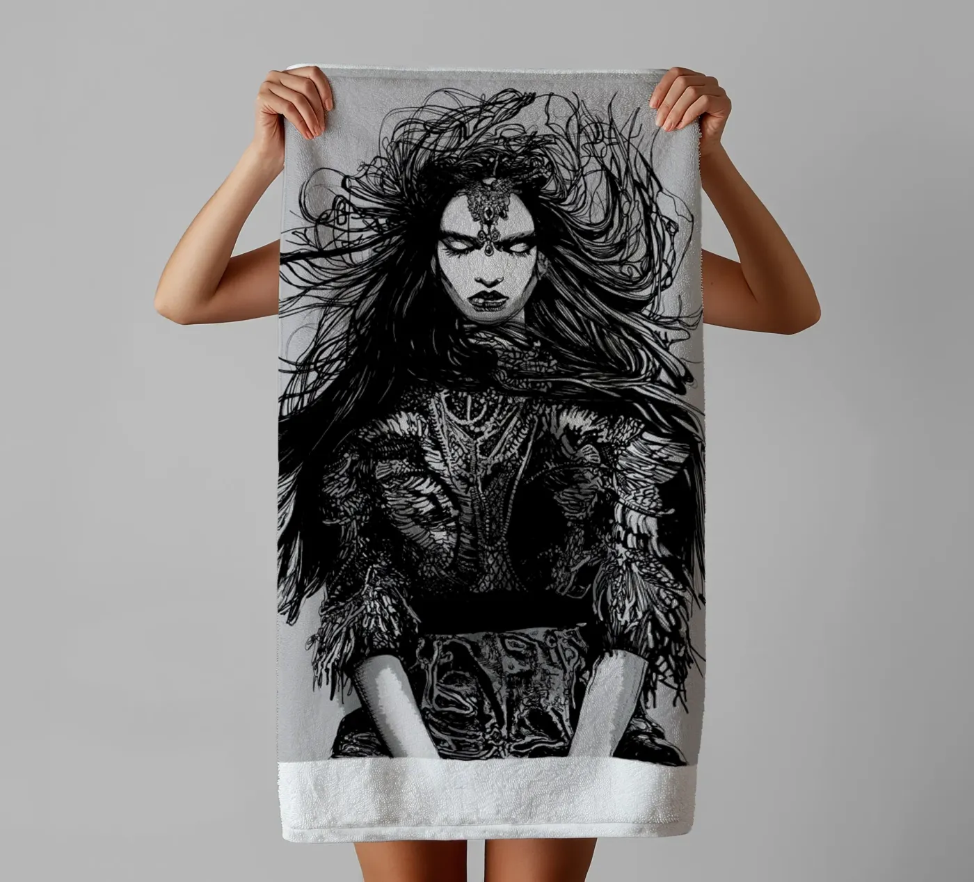 Warrior towel by Agnes KR Patience
