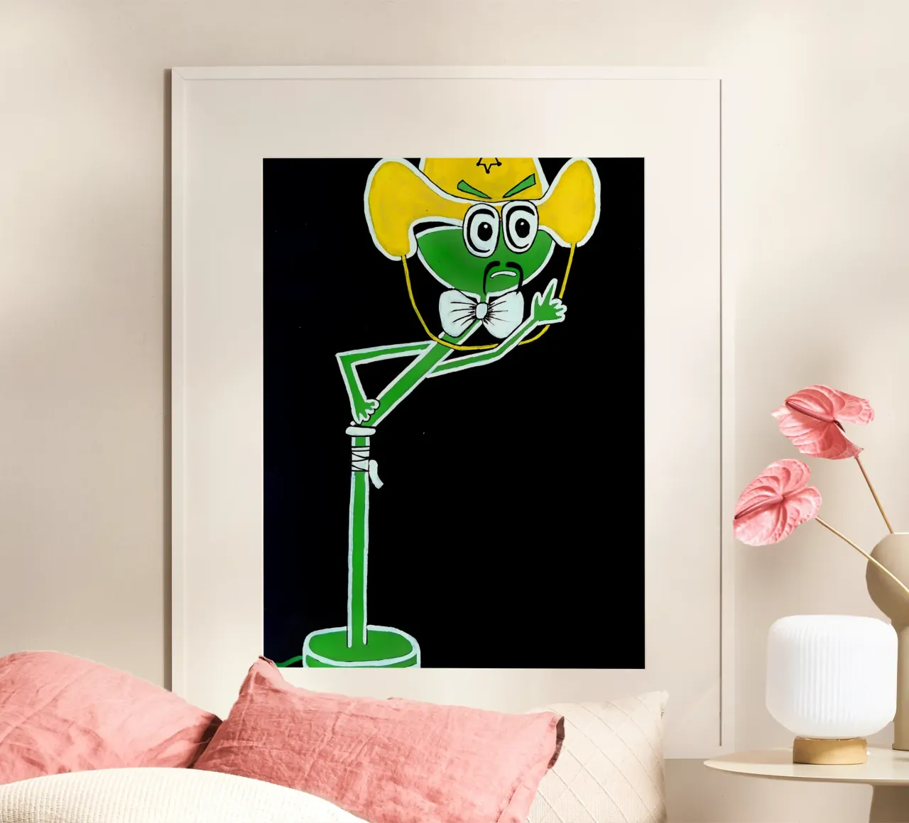 Lampe Cowboy poster with wooden frame by Estelle Création