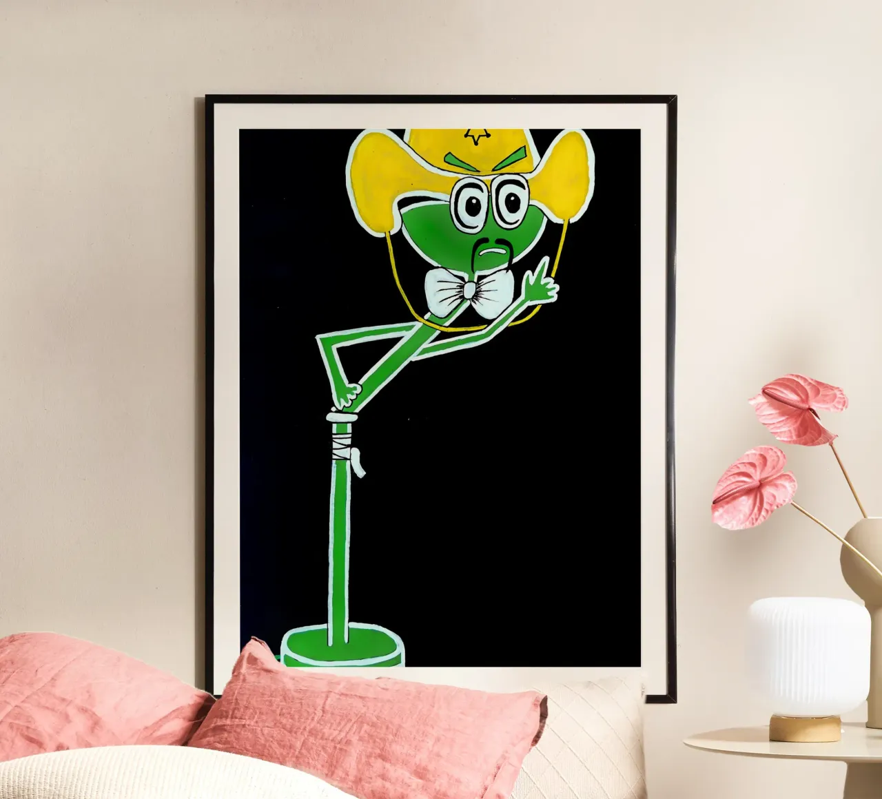 Lampe Cowboy poster with wooden frame by Estelle Création
