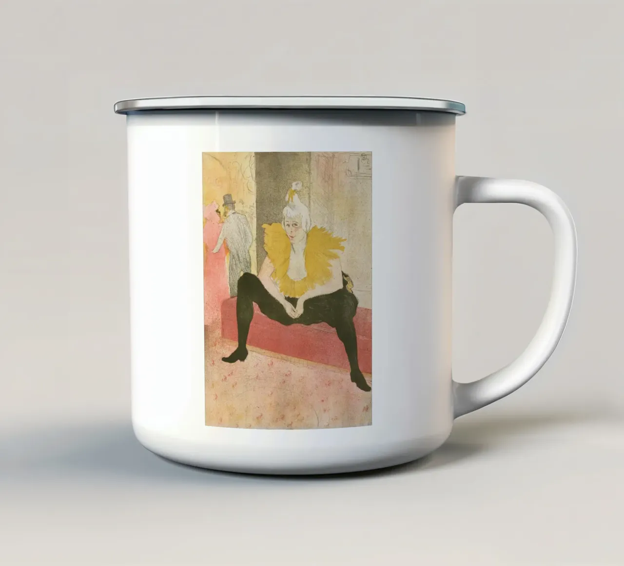 Henri de Toulouse-Lautrec - Clown seduto tazza in smalto da Timeless Artworks