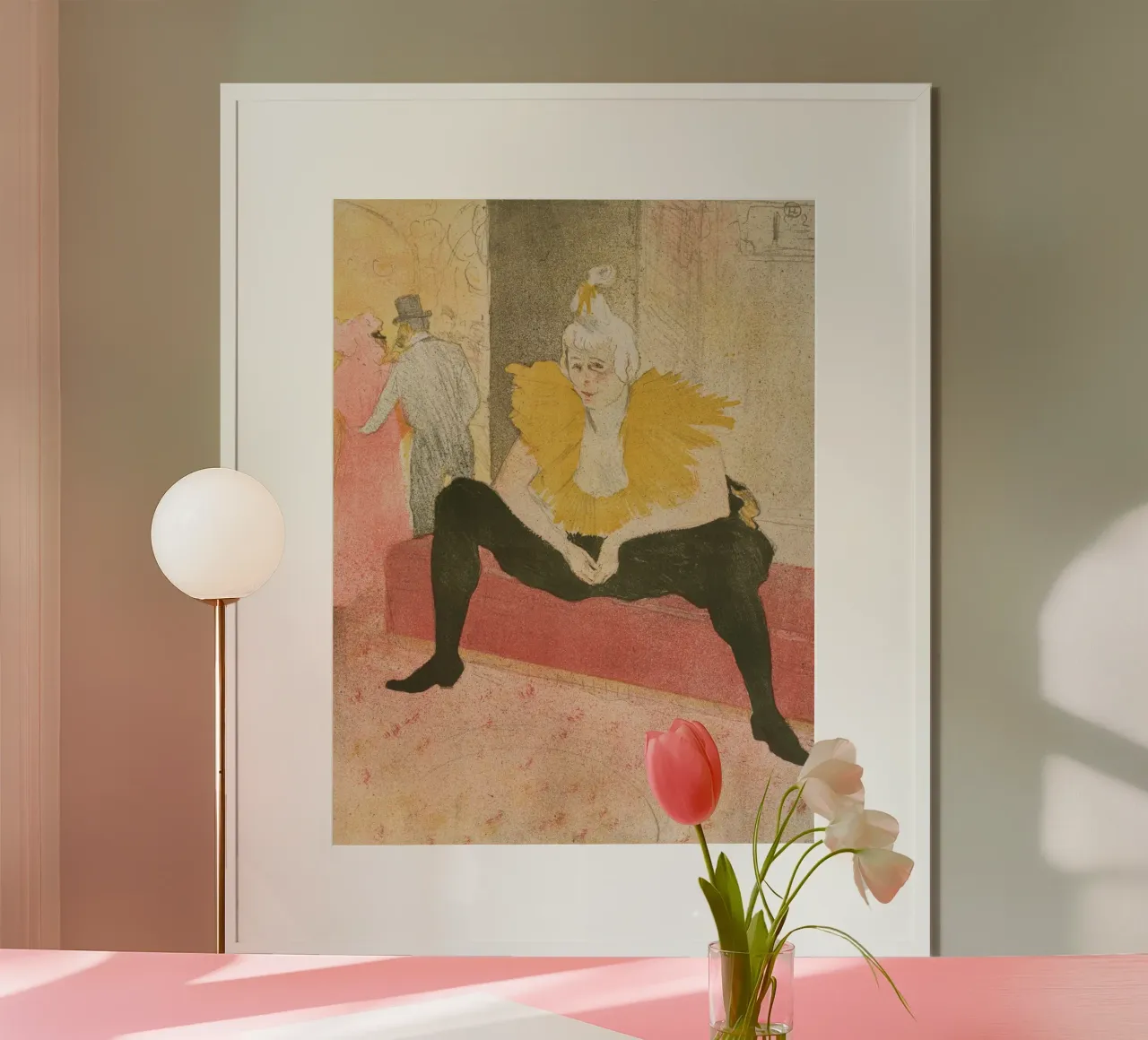 Henri de Toulouse-Lautrec - Clown seduto poster con telaio in alluminio da Timeless Artworks