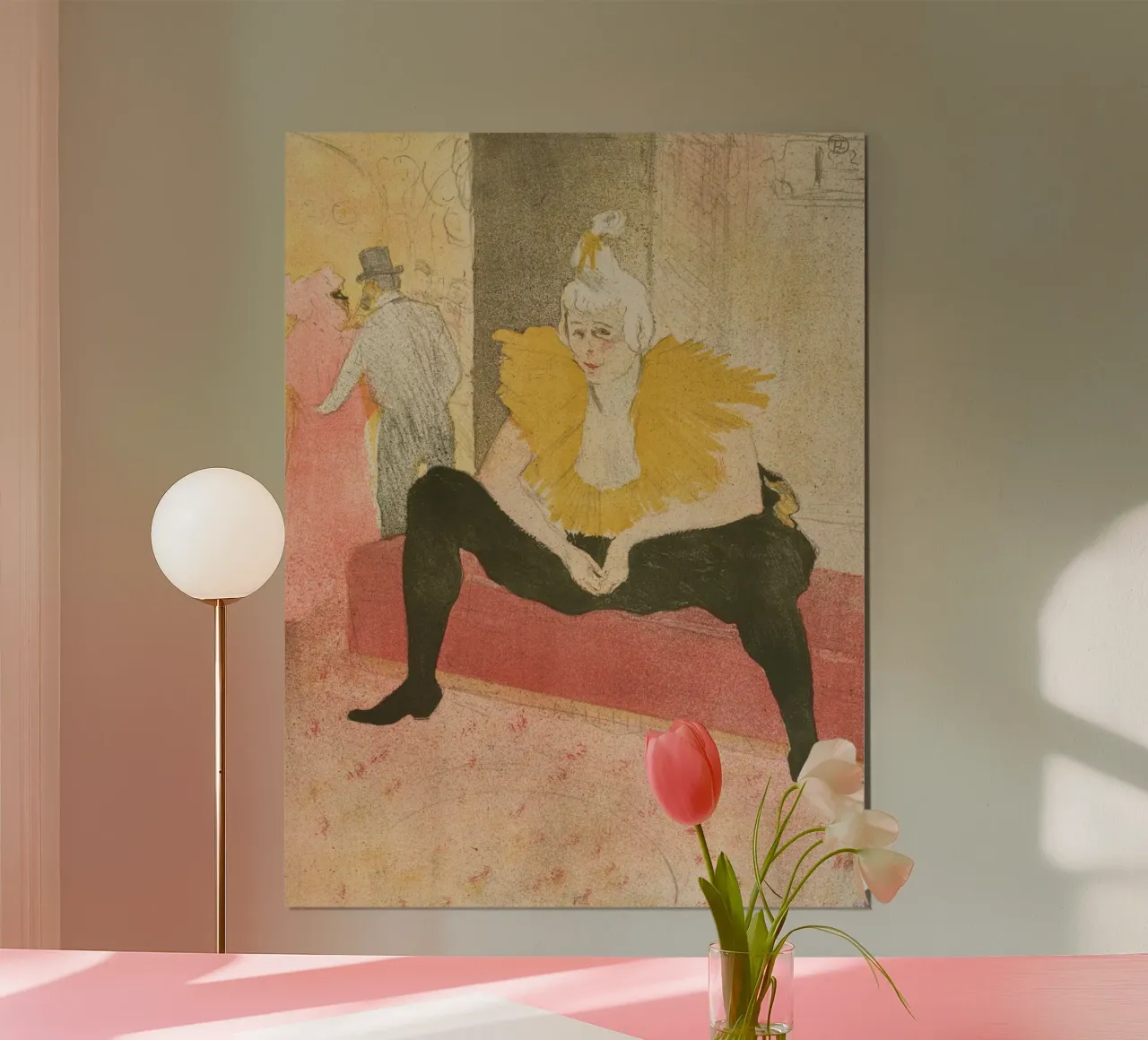 Henri de Toulouse-Lautrec - Clown seduto poster con telaio in alluminio da Timeless Artworks