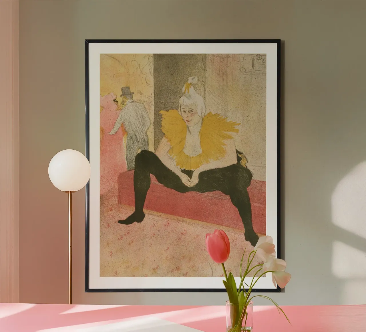 Henri de Toulouse-Lautrec - Clown seduto poster con telaio in alluminio da Timeless Artworks