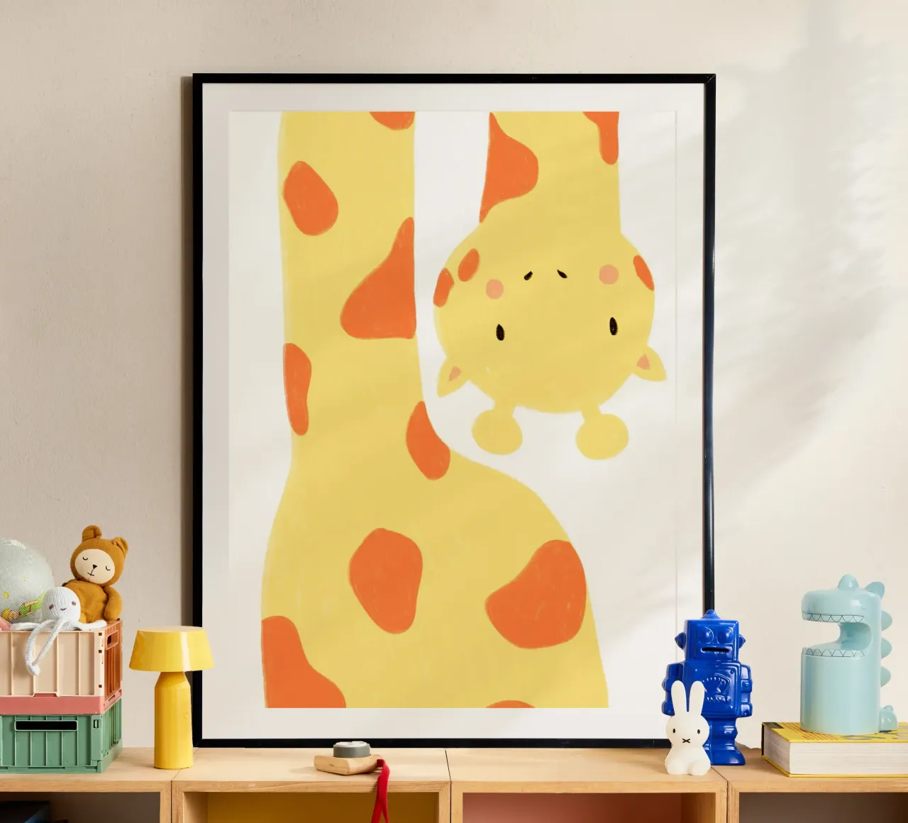 Giraffe Selfie poster con telaio in alluminio da BAINAI KIDS