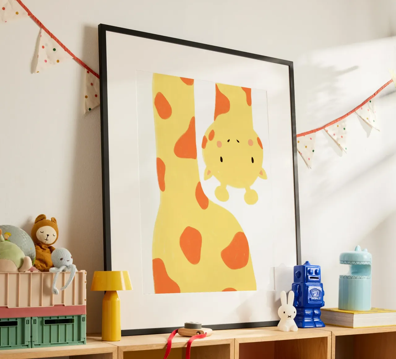 Giraffe Selfie poster con telaio in alluminio da BAINAI KIDS