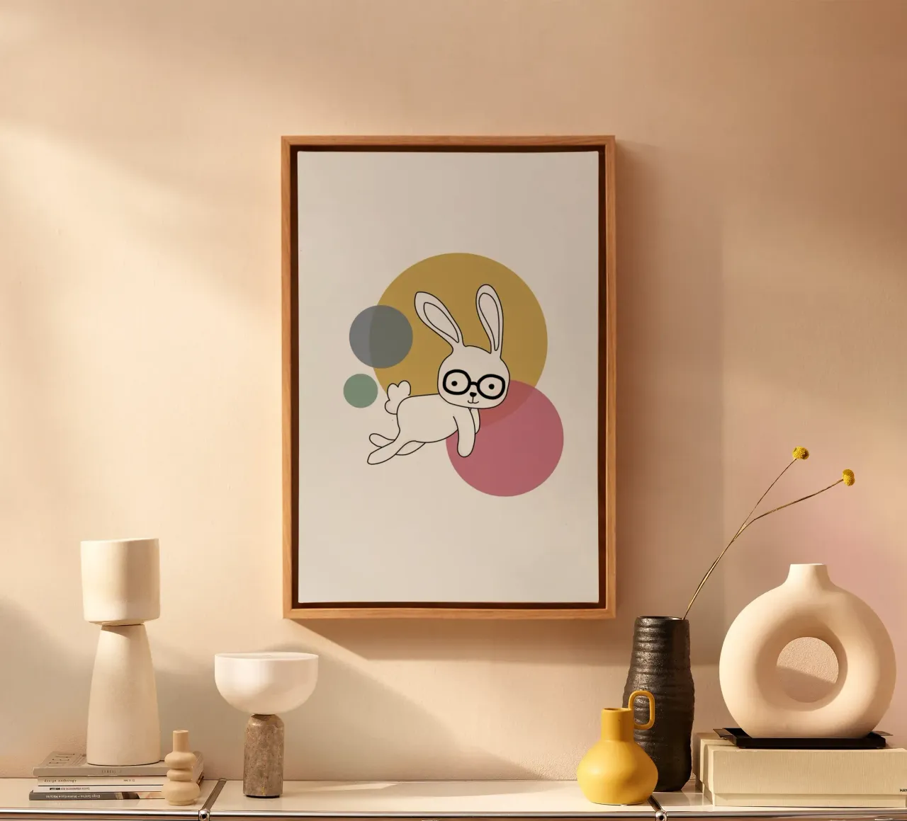 Space Rabbits Castor tela con Cornice a cassetta da Christina Heitmann