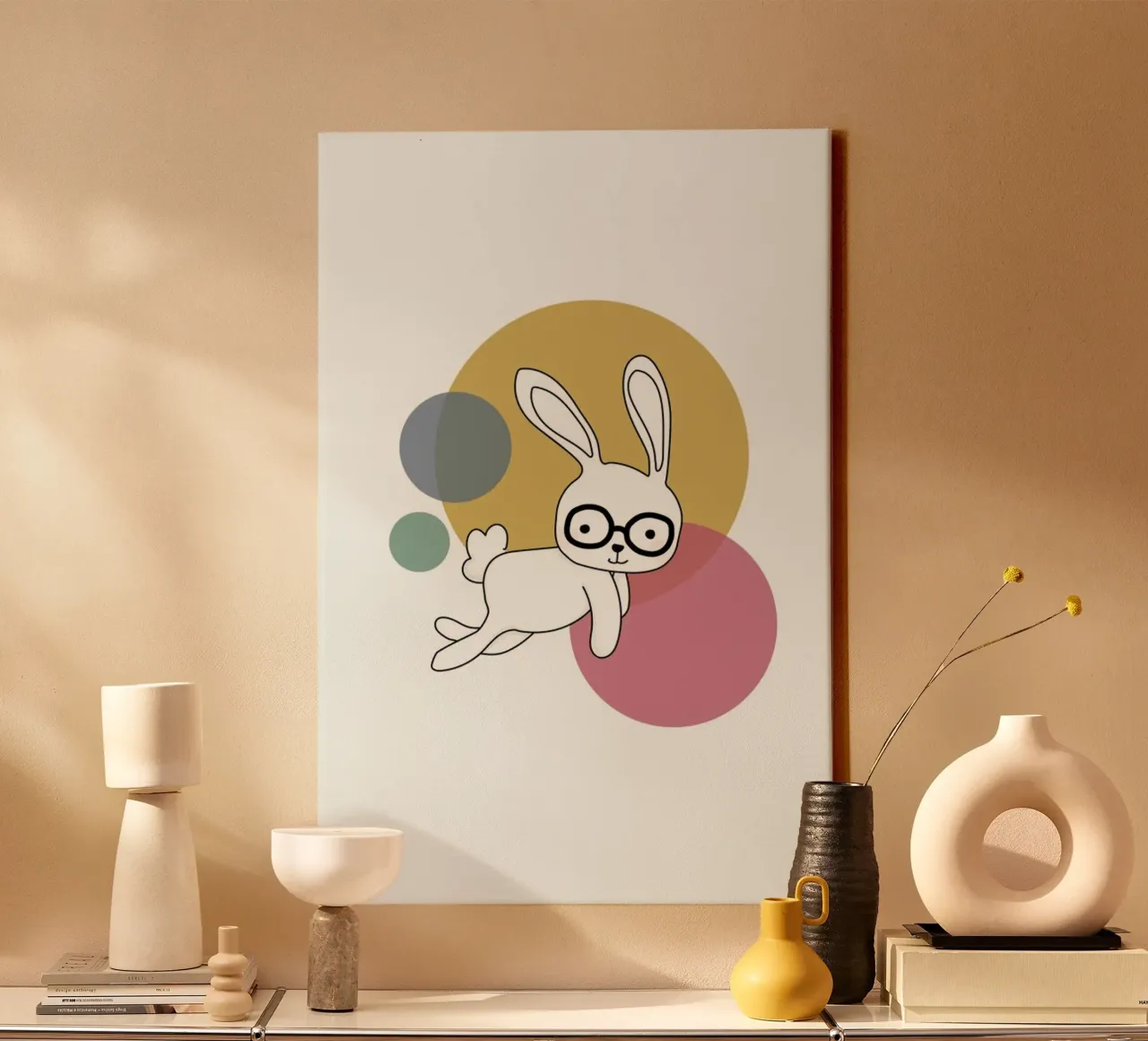 Space Rabbits Castor tela con Cornice a cassetta da Christina Heitmann