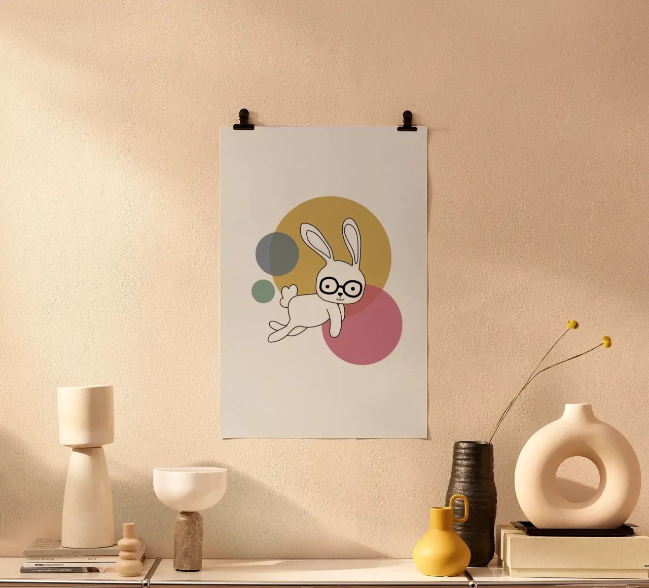 Space Rabbits Castor poster con telaio in alluminio da Christina Heitmann