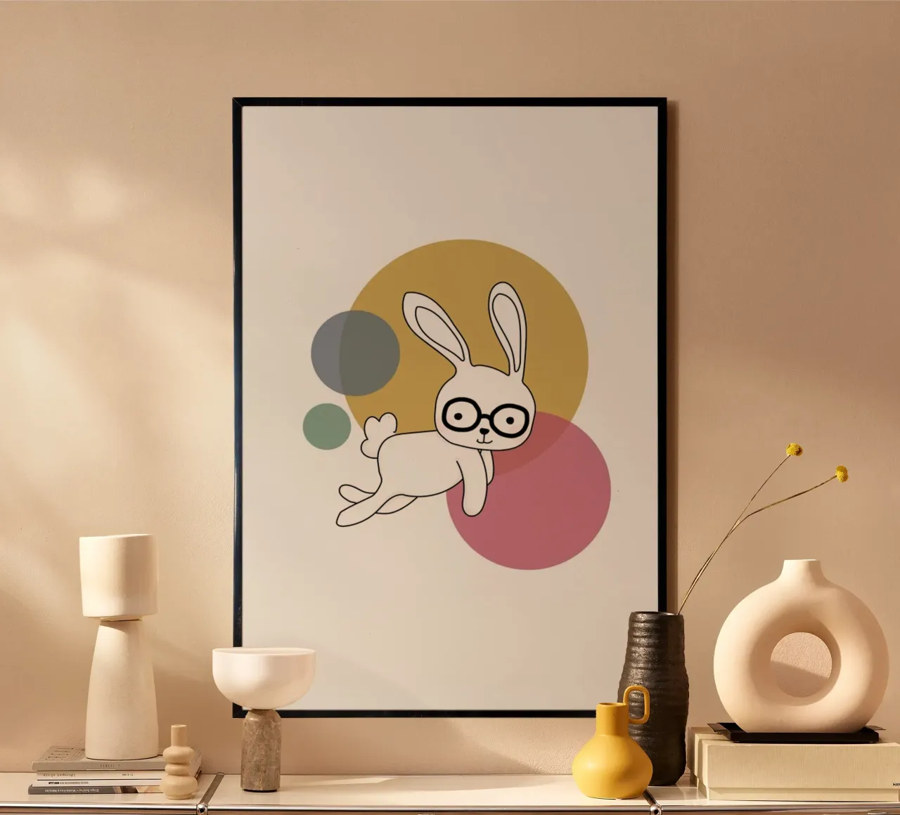 Space Rabbits Castor poster con telaio in alluminio da Christina Heitmann