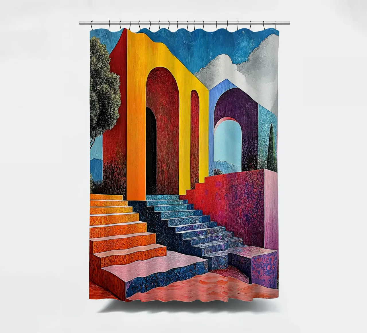 Surrealism Architecture Design Geometry shower curtain by Nikis Art Studio