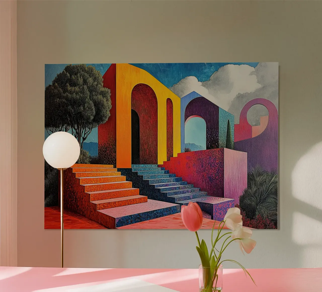 Surrealismo Architettura Design Geometria poster con telaio in alluminio da Nikis Art Studio