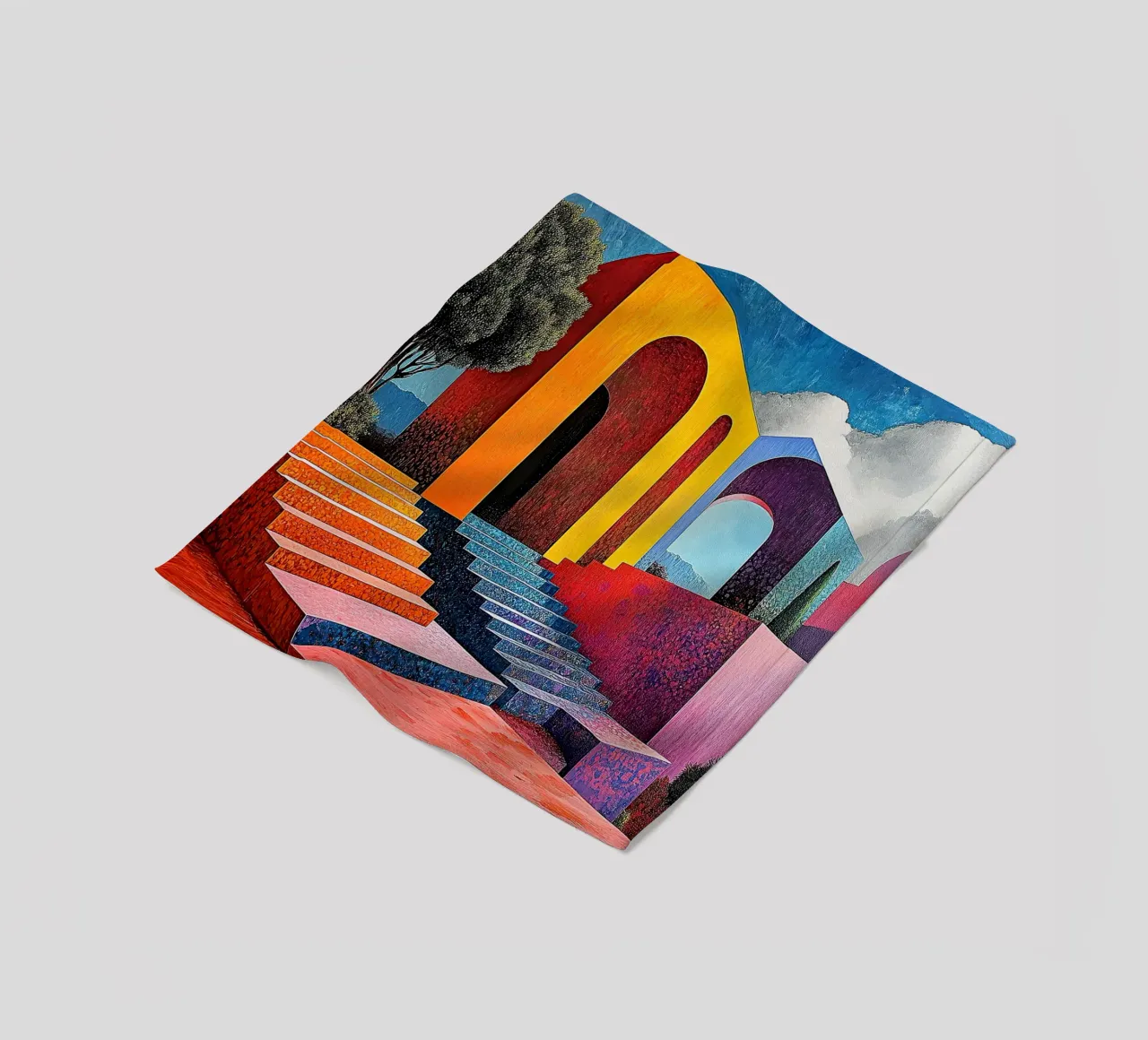 Surrealism Architecture Design Geometry fleece blanket by Nikis Art Studio