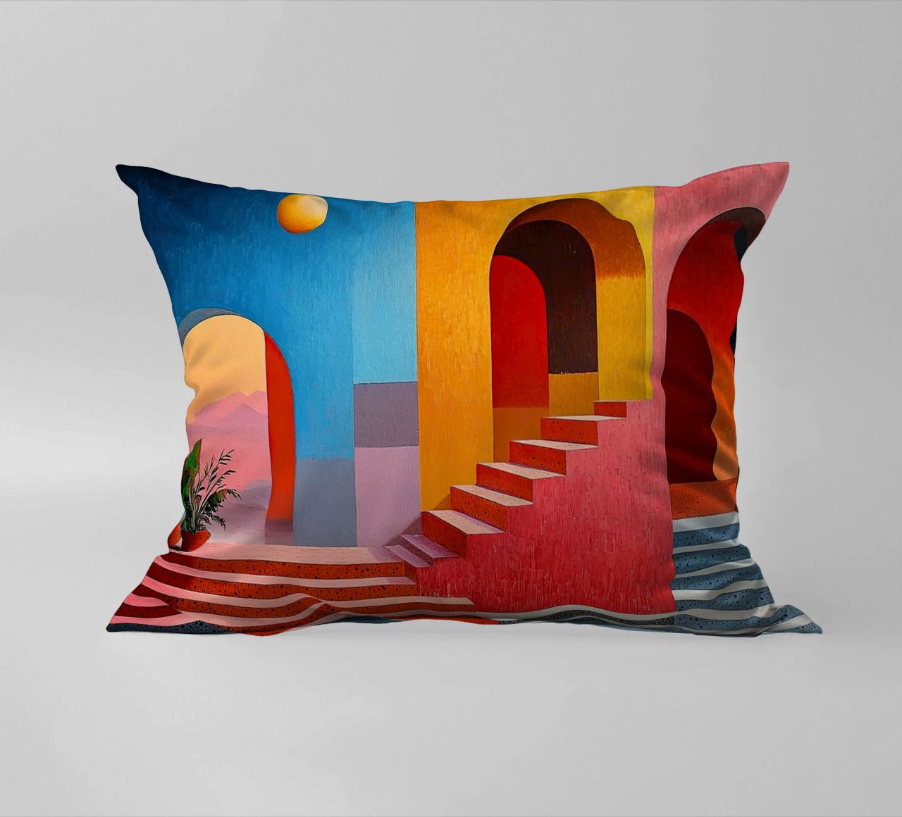 Surrealism Architecture Design Geometry decorative cushion by Nikis Art Studio