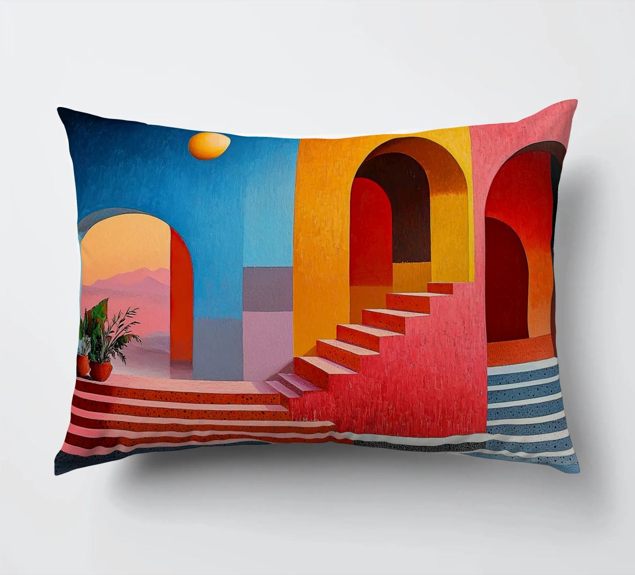 Surrealism Architecture Design Geometry decorative cushion by Nikis Art Studio