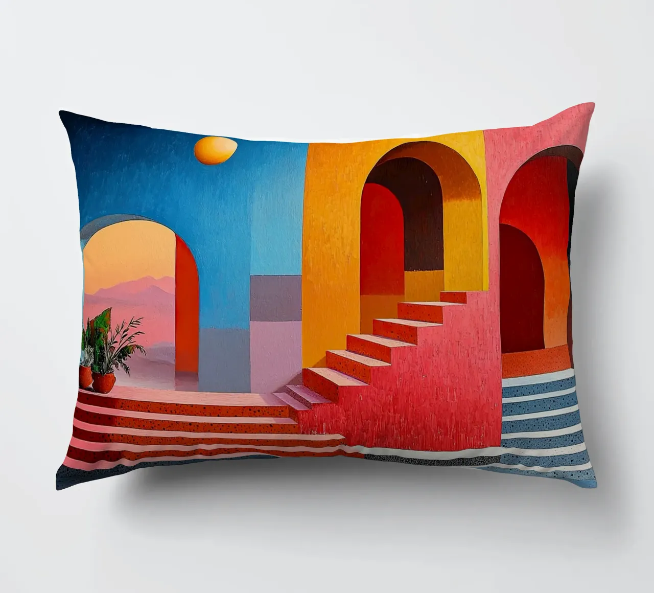 Surrealismus Architektur Design Geometrie Kissen von Nikis Art Studio